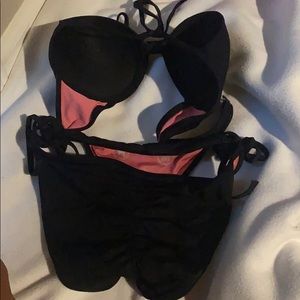 Victory secret push up black scrunch butt bikini